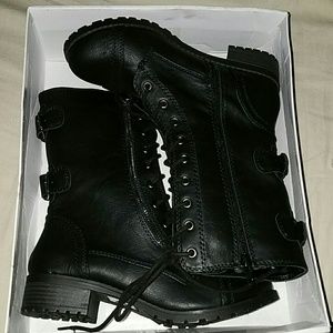 Black combat boots